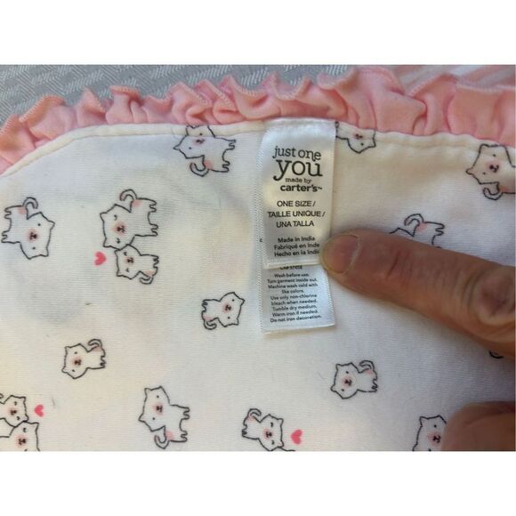 Carters replacement baby blanket cats hearts pink stripes ruffles 26x30 - Picture 5 of 9